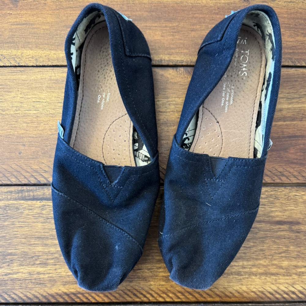 TOMS Black Canvas Slip-On Shoes
